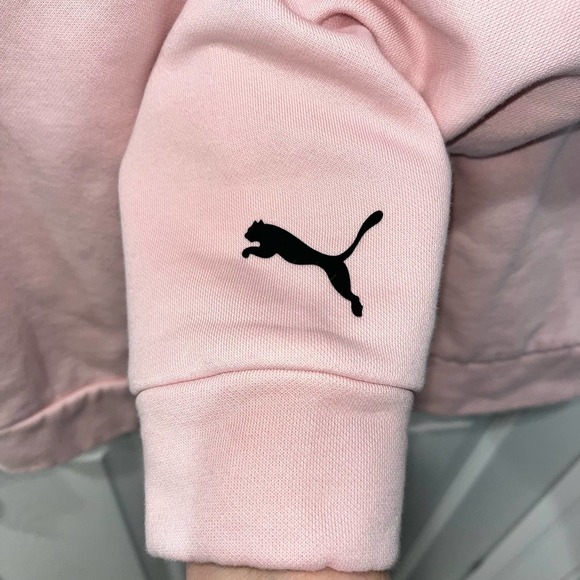Puma Pathfinder Half Zip Women’s Crop Logo Sweatshirt in Blush Pink | Sz Small - Picture 4 of 5
